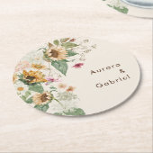 ひま素朴フラワーベージュ結婚ズ紙コースター ラウンドペーパーコースター (アングル)