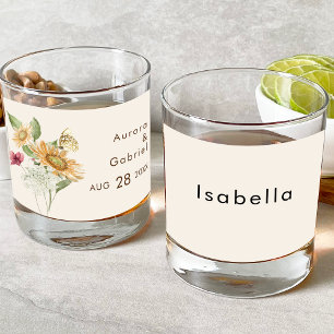 ひま素朴フラワーベージュ結婚ブライダルパーティ ウイスキーグラス