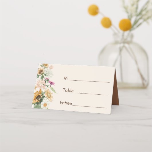 ひま素朴フラワーベージュ結婚座席表 プレイスカード (正面)