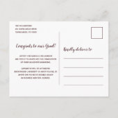 ひま素朴フラワーマルーンと金ゴールド写真卒業 案内ポストカード (裏面)