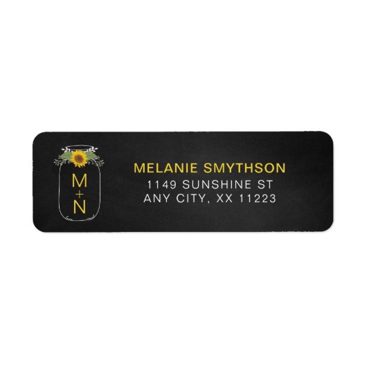 ひま素朴フラワーメイスン結婚ジャー差出人住所 ラベル (正面)