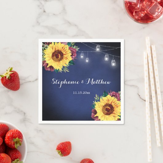 ひま素朴フラワーメイソンジャイルライツネイビー結婚ズ スタンダードカクテルナプキン (インサイチュ)