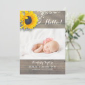 ひま素朴フラワーレース生まれたばかりのベビー写真誕生 案内状 (スタンド正面)