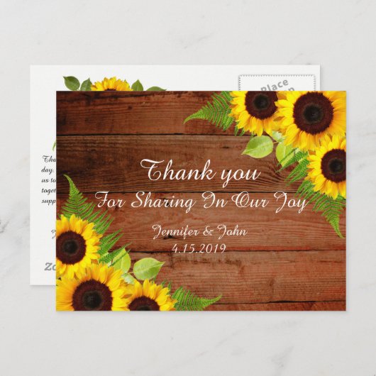 ひま素朴フラワーレース結婚の感謝はがき ポストカード (正面/裏面)