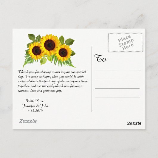 ひま素朴フラワーレース結婚の感謝はがき ポストカード (裏面)