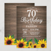 ひま素朴フラワー70番誕生日招待状 招待状 (正面/裏面)