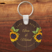 ひま素朴救花シックなバ結婚ンウッドの日付 キーホルダー (正面)