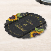 ひま素朴救花シックなバ結婚ンウッドの日付 ペーパーコースター (アングル)