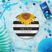 ひま素朴結婚のモダンストライプ ペーパープレート (パーティー)