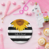 ひま素朴結婚のモダンストライプ ペーパープレート (パーティー)