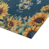 ひま素朴結婚フラワーパーソナライズされたネイビーのギフト カッティングボード (角)