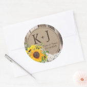 ひま素朴結婚花ラベル ラウンドシール (封筒)