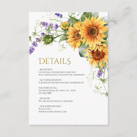 ひま素朴花結婚の詳細囲いカード エンクロージャーカード (正面)