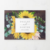 ひま素朴花 |ウッド結婚写真の全てを1つに 三つ折り招待状 (カバー)