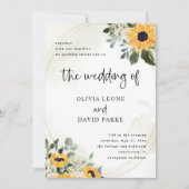 ひま素朴花 |シンプル水の色結婚の 招待状 (正面)