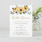 ひま素朴花 |ベビーシャワーと金ゴールドスクリプト 招待状 (スタンド正面)