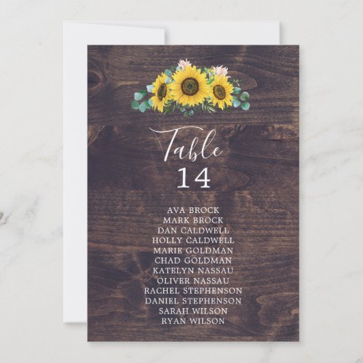 ひま素朴花 |木製テーブル番号座席表 (正面)