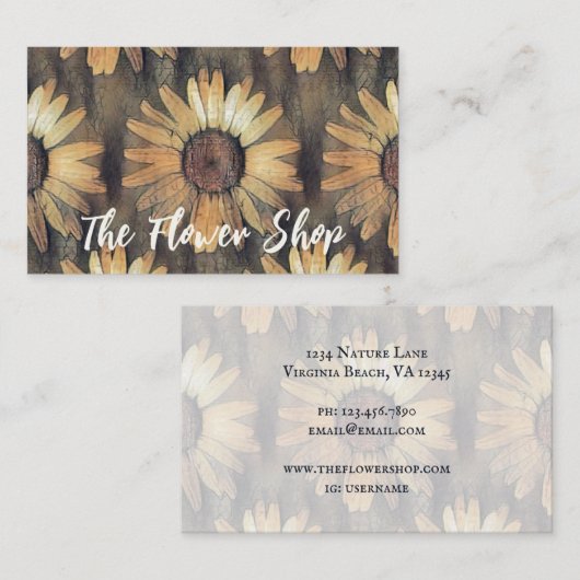 ひま素朴芸術的花模様秋フローラ 名刺 (正面/裏面)