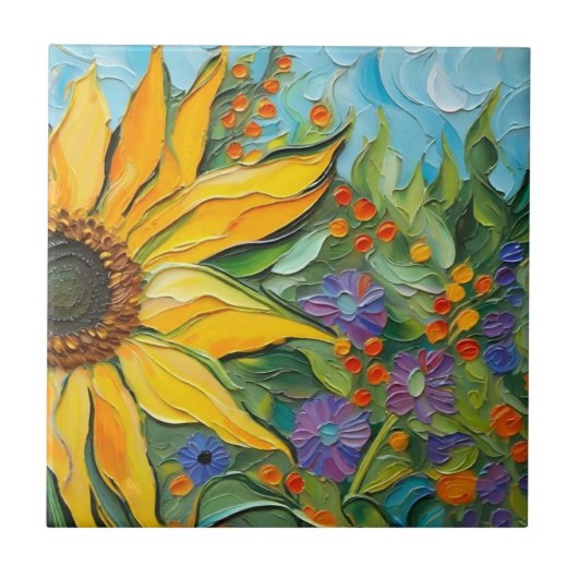 ひま絵を描花 タイル (正面)