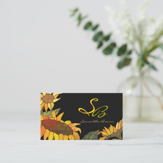 ひま芸術的はっきりした花モノグラム 名刺 (スタンド正面)