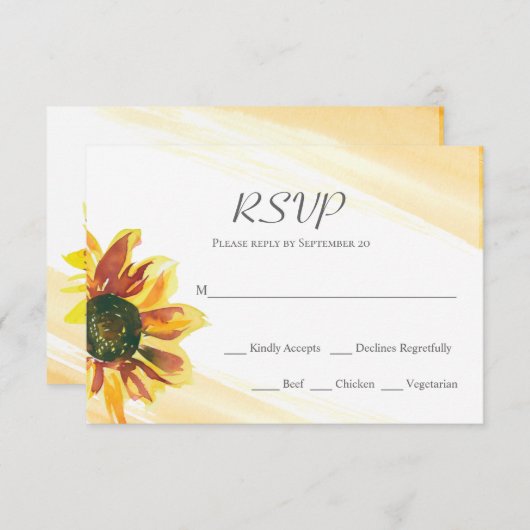 ひま鮮やかわり黄色の赤い水の色結婚のRS 出欠カード (正面/裏面)