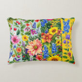 ひま鮮やか花とダリアの花の模様 アクセントクッション (正面)