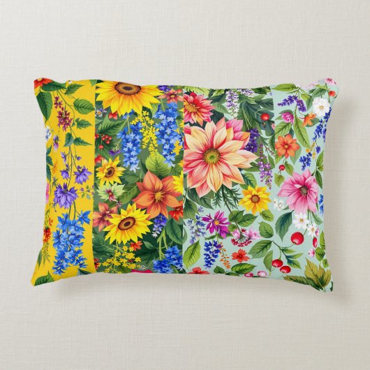 ひま鮮やか花とダリアの花の模様 アクセントクッション (裏面)