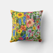 ひま鮮やか花とダリアの花の模様 クッション (裏面)