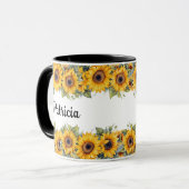 ひま鮮やか花 | 黄モダン色フローラ マグカップ (正面左)