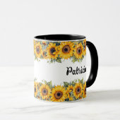 ひま鮮やか花 | 黄モダン色フローラ マグカップ (正面右)