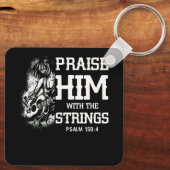 ひもで彼を賛美Psalm 150 4 Christ Bas キーホルダー (裏面)