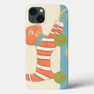 ひもの球を持つストライプのなおもちゃ猫 iPhone 13ケース