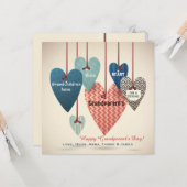 ひもの祖父母日カードのハート カード (正面/裏面インサイチュ)