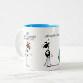 ひもの馬の漫画のおもしろいな世界 ツートーンマグカップ (正面左)