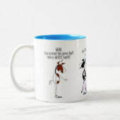 ひもの馬の漫画のおもしろいな世界 ツートーンマグカップ (左)