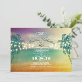 ひもはかわいいビーチ結婚式の招待状をつけます 招待状 (スタンド正面)