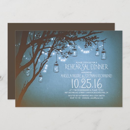 ひもはメーソンジャーのヴィンテージのリハーサルの夕食をつけます 招待状 (正面/裏面)