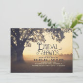 ひもは木の素朴なブライダルシャワーの招待をつけます 招待状 (スタンド正面)