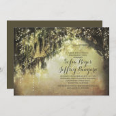 ひもは素朴な木のヴィンテージの婚約パーティをつけます 招待状 (正面/裏面)