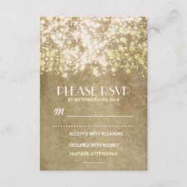 ひもライトが付いているRSVPカードを結婚するヴィンテージ 出欠カード