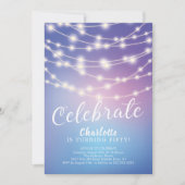ひもライトは誕生日の招待状を祝います 招待状 (正面)