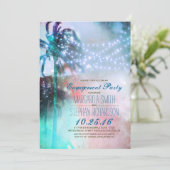 ひもライトヤシの木のビーチの婚約パーティ 招待状 (スタンド正面)