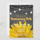 ひもライト引っ越し祝いパーティーのパーティーの素朴なヒマワリ 招待状 (正面)