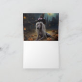 ひも中国のつきカボチャのハロウィーン怖 カード (内部)