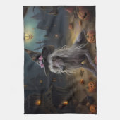 ひも中国のつきカボチャのハロウィーン怖 キッチンタオル (縦)