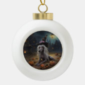 ひも中国のつきカボチャのハロウィーン怖 セラミックボールオーナメント (正面)