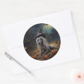 ひも中国のつきカボチャのハロウィーン怖 ラウンドシール (封筒)