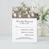 ひも状のライト メイソンジャー バルコット 結婚式 返信カード (スタンド正面)