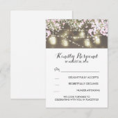 ひも状のライト メイソンジャー バルコット 結婚式 返信カード (正面/裏面)