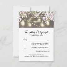 ひも状のライト メイソンジャー バルコット 結婚式 返信カード